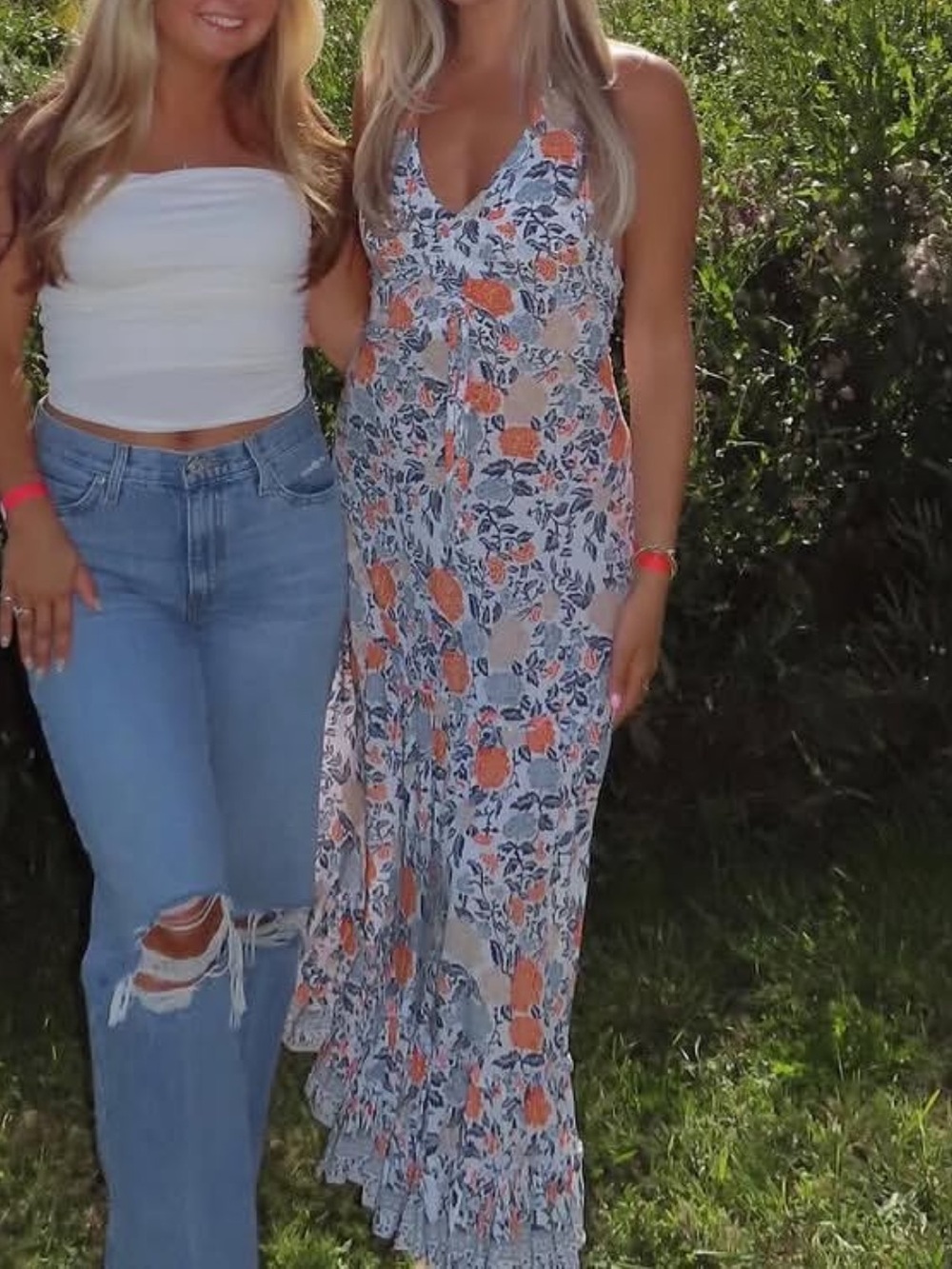 Maxi Dress with Orange Floral Print size small *from LBI boutique*